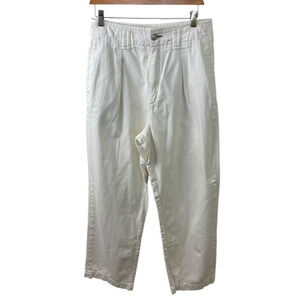 rag & bone 29 Ecru Wide Leg High Rise Pants Pockets Quiet Luxury Pleated